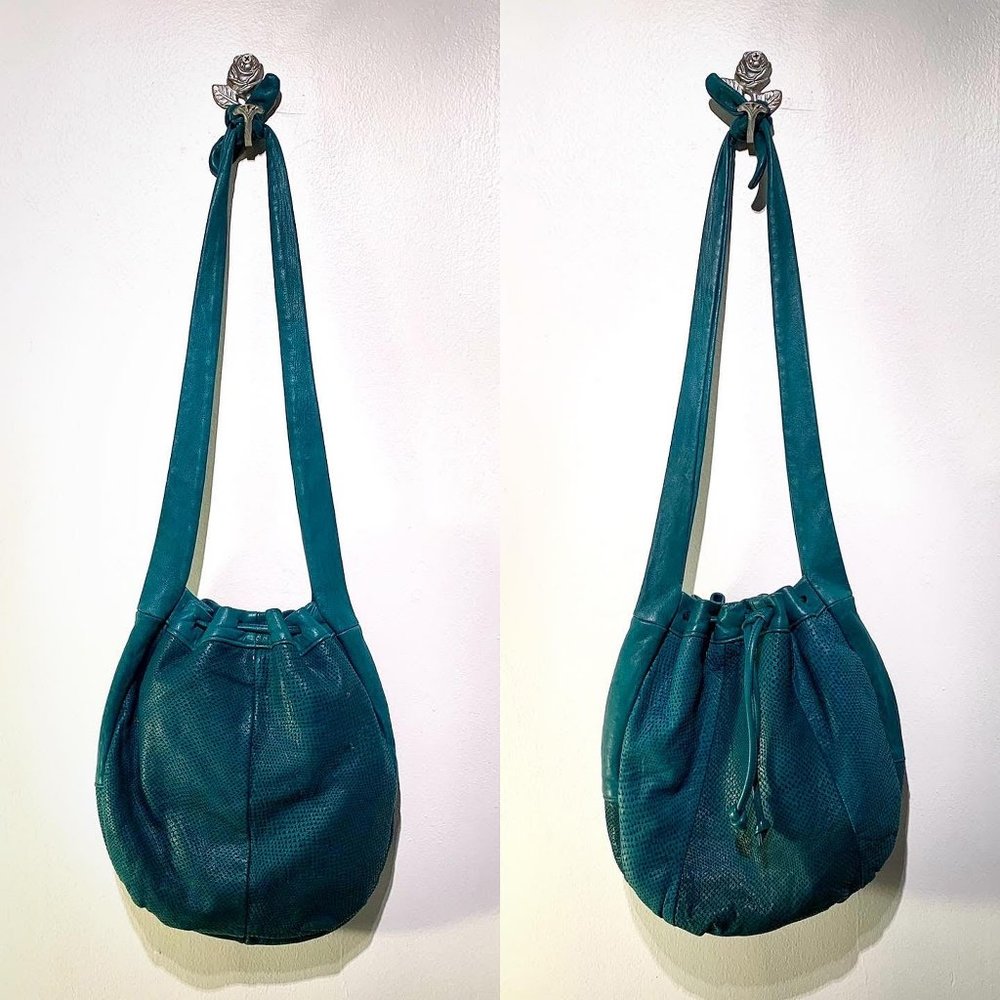 Dark Teal Leather Saddle River Crossbody Bag
